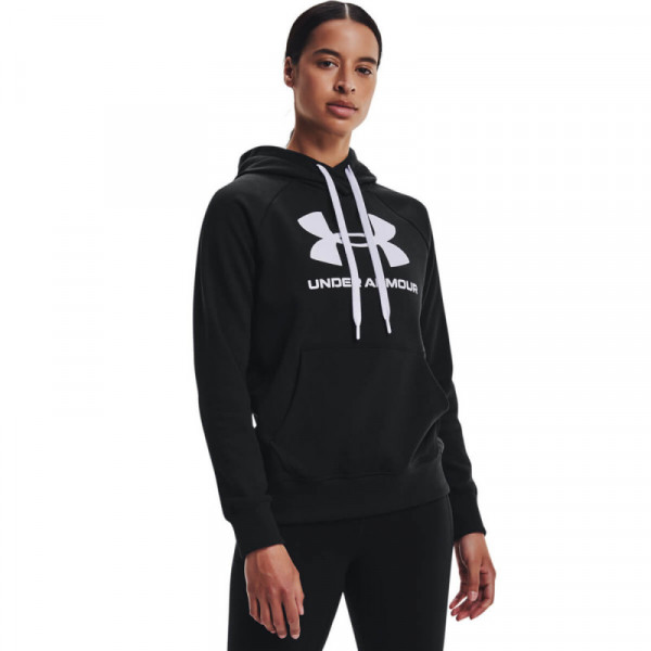 UNDER ARMOUR Women's UA Rival Fleece Logo Hoodie 1356318-001 ΜΑΥΡΟ