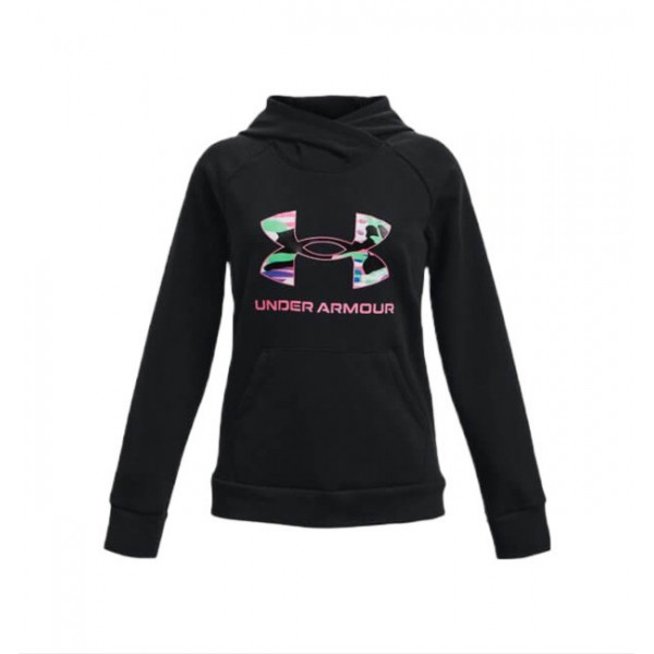 UNDER ARMOUR Girl's Rival Fleece Big Logo Hoodie 1373127-001 ΜΑΥΡΟ