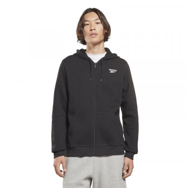 REEBOK Identity Fleece Zip-Up Hooded Jacket HG4450 ΜΑΥΡΟ