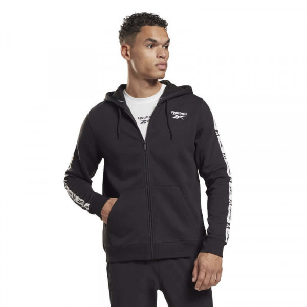 REEBOK Identity Tape Zip-Up Hoodie HH8737 ΜΑΥΡΟ