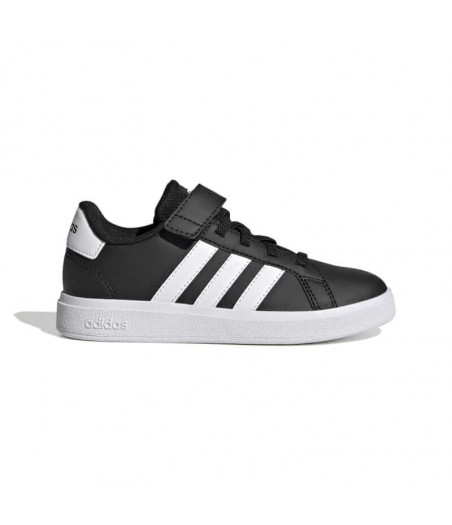 ADIDAS Grand Court Lifestyle Court Elastic Lace and Top Strap Shoes - ΜΑΥΡΟ