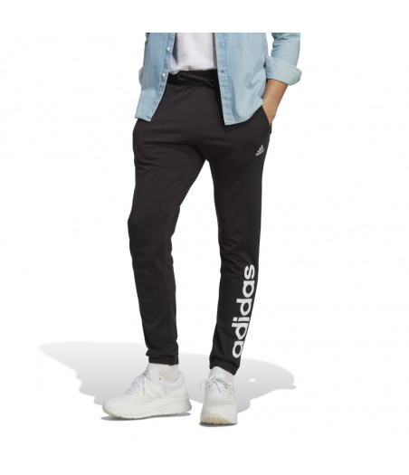 ADIDAS Essentials Single Jersey Tapered Elasticized Cuff Logo Pants - ΜΑΥΡΟ