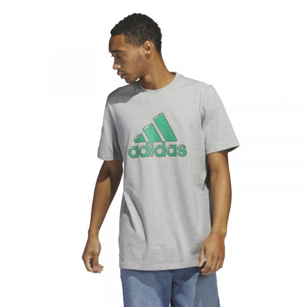 ADIDAS Logo Pen Fill - Sportwear Graphic Tee - ΓΚΡΙ