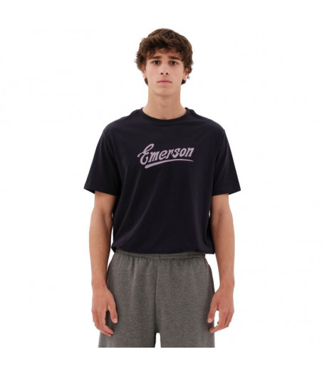 EMERSON Calligraphic Logo Men's Short Sleeve T-Shirt - NAVY BLUE
