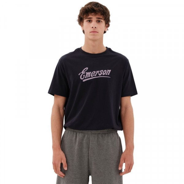 EMERSON Calligraphic Logo Men's Short Sleeve T-Shirt - NAVY BLUE