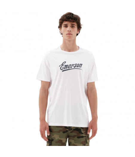 EMERSON Calligraphic Logo Men's Short Sleeve T-Shirt - ΛΕΥΚΟ