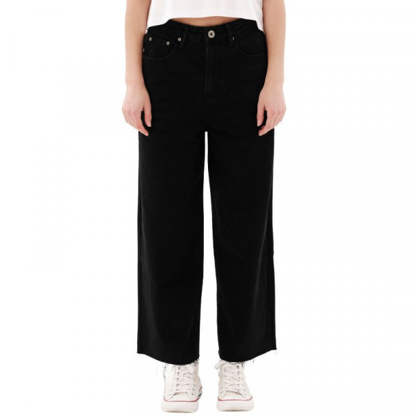 EMERSON Women's Frayed Denim Pants - ΜΑΥΡΟ