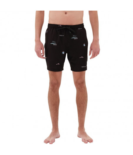EMERSON Men's Recycled Printed 17" Volley Shorts - ΜΑΥΡΟ