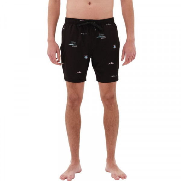 EMERSON Men's Recycled Printed 17" Volley Shorts - ΜΑΥΡΟ