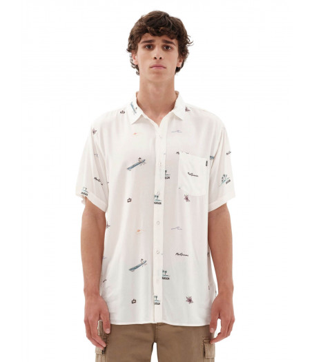 EMERSON Men's Printed Short Sleeve Shirt - OFF WHITE