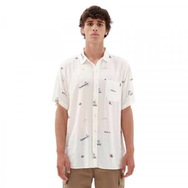 EMERSON Men's Printed Short Sleeve Shirt - OFF WHITE