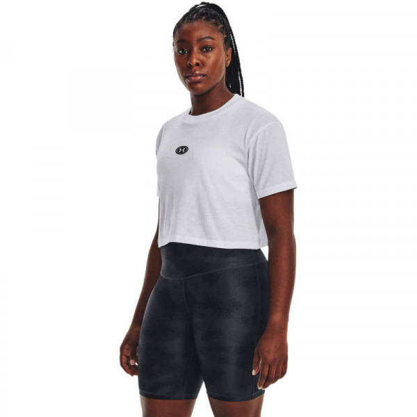 UNDER ARMOUR Women's UA Branded Logo Crop Short Sleeve - ΛΕΥΚΟ