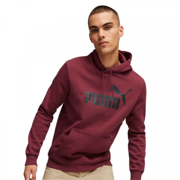 PUMA ESS Big Logo Hoodie Ανδρική Φούτερ Με Κουκούλα Μπορντό