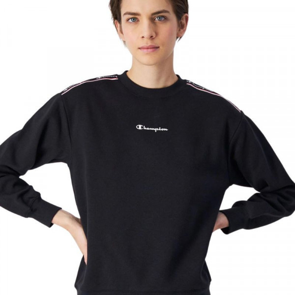 CHAMPION Tape Insert Light Fleece Sweatshirt Γυναικεία Φούτερ Μαύρη