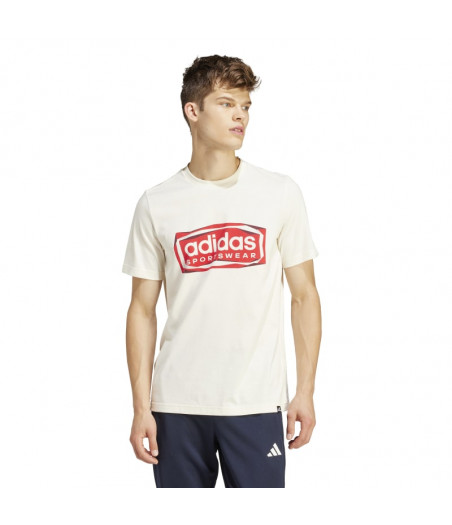 ADIDAS Folded Sportswear Ανδρική Κοντομάνικη Μπλούζα - ΕΚΡΟΥ