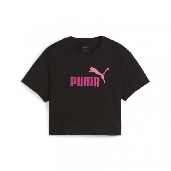 PUMA Girls Logo Cropped Παιδική Κοντομάνικη Μπλούζα Cropped - Μαύρη