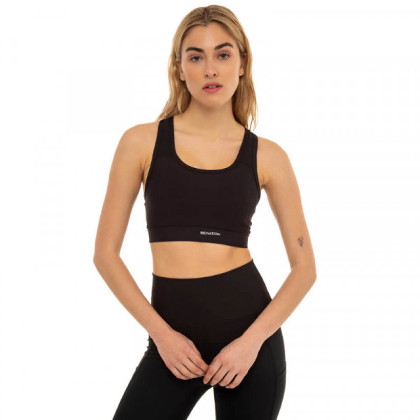 BENATION Essentials Athletic Bra Strong Γυναικείο Αθλητικό Μπουστάκι - ΜΑΥΡΟ