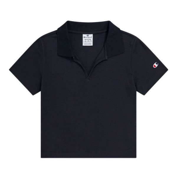 CHAMPION Γυναικεία Κοντομάνικη Μπλούζα Polo Cropped - ΜΑΥΡΟ