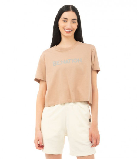 BENATION Crop Top Γυναικεία Κοντομάνικη Μπλούζα Cropped - ΜΠΕΖ
