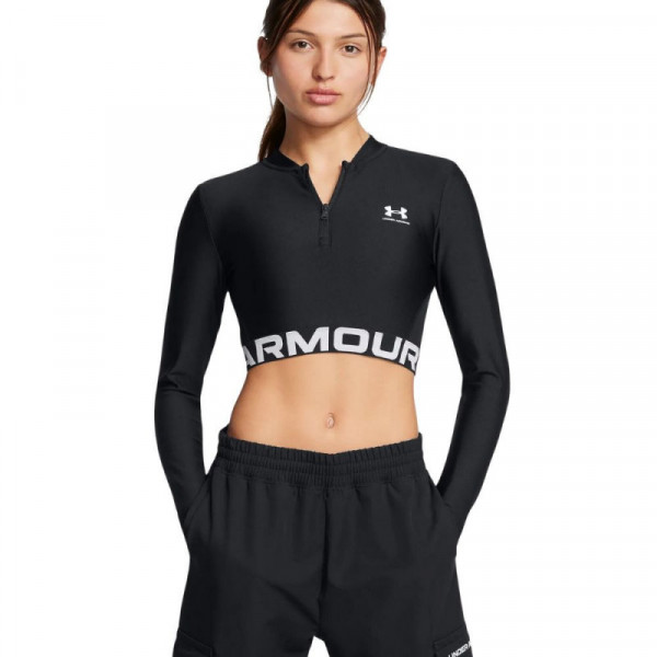 UNDER ARMOUR W HeatGear® Γυναικεία Αθλητική Μπλούζα Cropped - ΜΑΥΡΟ