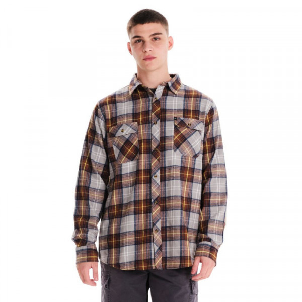 EMERSON Men's Classic Button Down Shirt Ανδρικό Πουκάμισο - BROWN/L.GREY