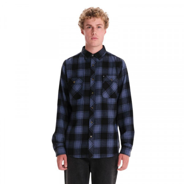 EMERSON Men's Classic Button Down Shirt Ανδρικό Πουκάμισο - PURPLE BLUE/BLACK