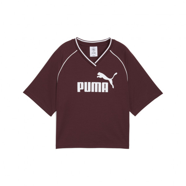 PUMA Essentials Γυναικεία Κοντομάνικη Μπλούζα Cropped - ΜΠΟΡΝΤΟ