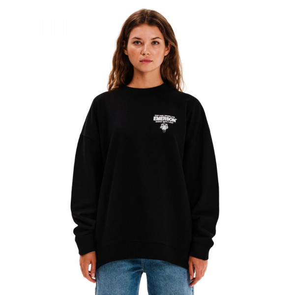 EMERSON Oversized Crew Neck Γυναικεία Φούτερ Oversized - ΜΑΥΡΟ